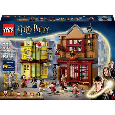 Set LEGO 'Harry Potter' : Scène du Chemin de Traverse avec le glacier et le magasin d'accessoires de Quidditch. Contient des figurines de personnages.