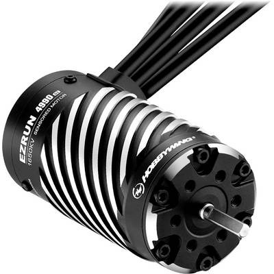 Moteur électrique pour modélisme portant l'inscription 'EZRUN 499B 1950KV Moteur à capteurs'. Boîtier noir avec ailettes de refroidissement argentées.