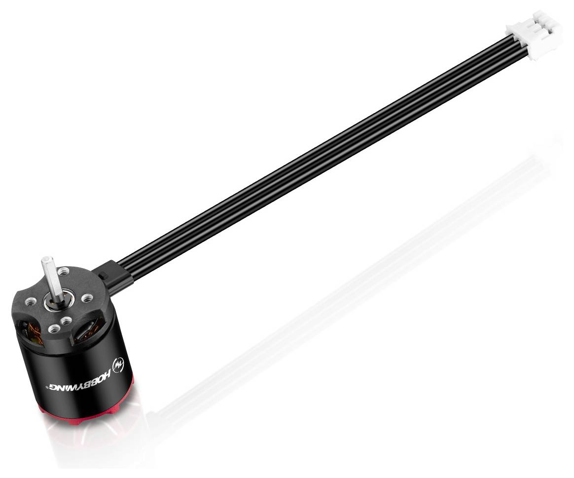 Moteur sans balais avec faisceau de câbles et connecteur. Convient pour des applications de modélisme telles que les drones ou les véhicules télécommandés.