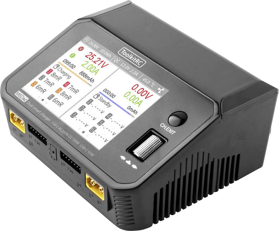 Toolkit RC M6DAC Chargeur de modélisme 25 A Li-polymère, LiFePO, Li-ion, LiHV, plomb, NiCd, NiMH