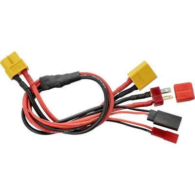 Adaptateur multifonction pour batteries avec différents connecteurs : XT60, T-Plug, et autres, pour une utilisation avec des batteries de modélisme.