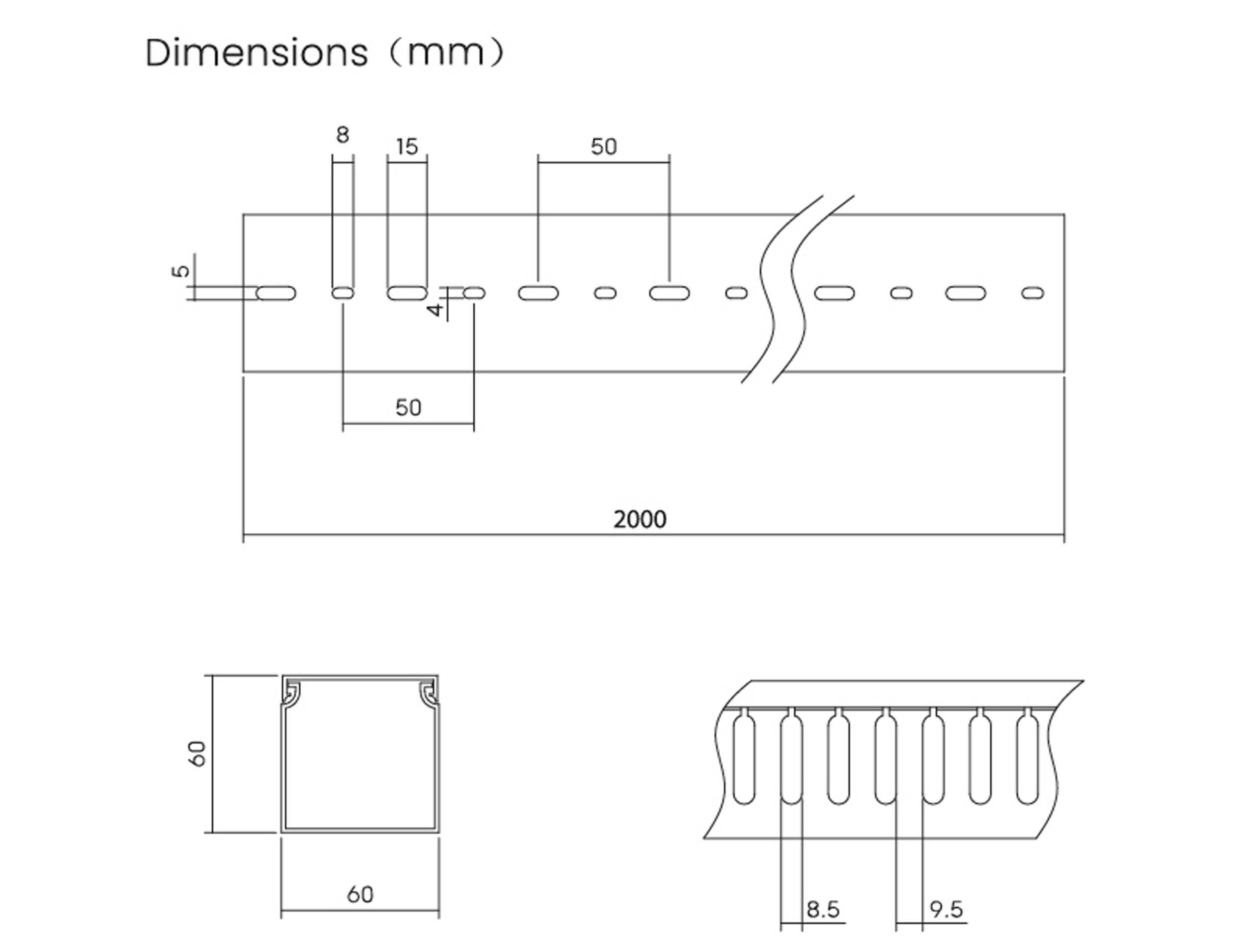 Sygonix SY-6801168 Goulotte de câblage (L x l x H) 2000 x 60 x 60 mm 5 pc(s) gris-7