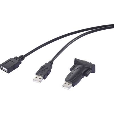 Un câble USB bidirectionnel avec une extrémité équipée d'un connecteur USB Type-A et l'autre extrémité munie d'un double connecteur, l'un étant USB et l'autre VGA.