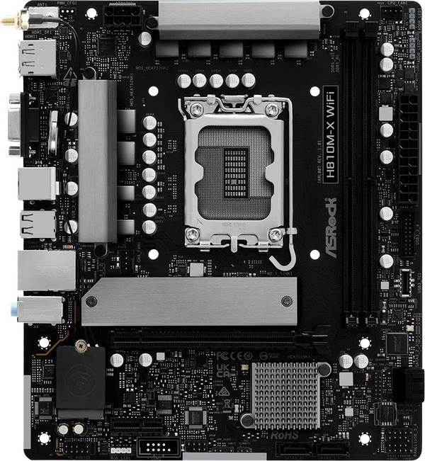 ASRock H810M-X Carte mère Socket (PC) Intel® LGA 1851 Facteur de forme (détails) Micro-ATX Chipset de la carte mère Intel® H810
