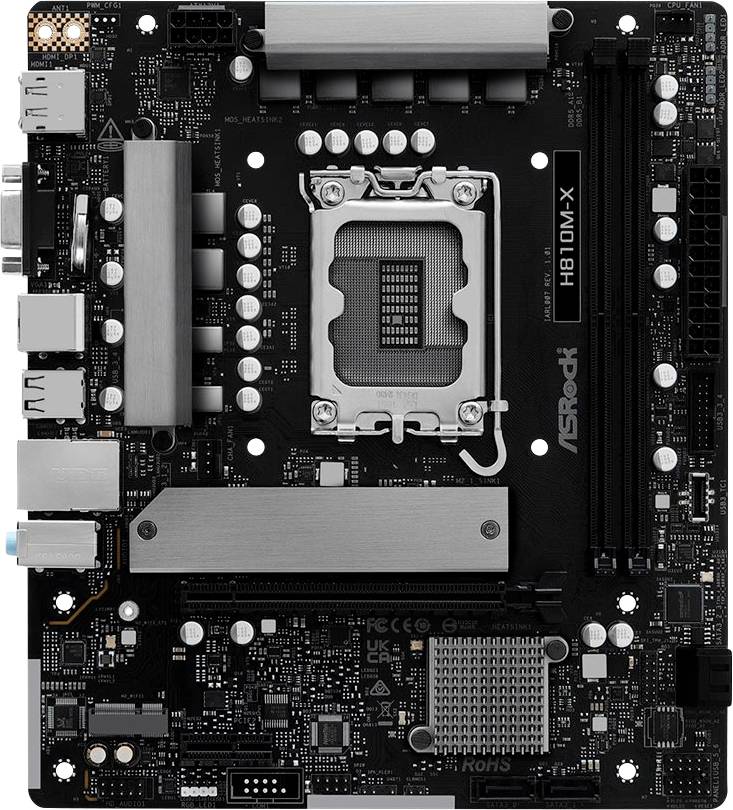ASRock H810M-X Carte mère Socket (PC) Intel® LGA 1851 Facteur de forme (détails) Micro-ATX Chipset de la carte mère Inte-0
