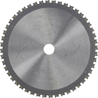 Lame de scie à dents métalliques tranchantes, conçue pour couper le bois ou le métal. Circulaire, avec un trou central pour la fixation.