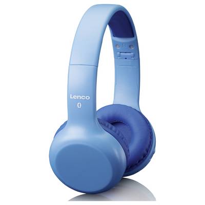 Écouteurs bleus sans fil de Lenco avec des coussinets d'oreille rembourrés et un design épuré.