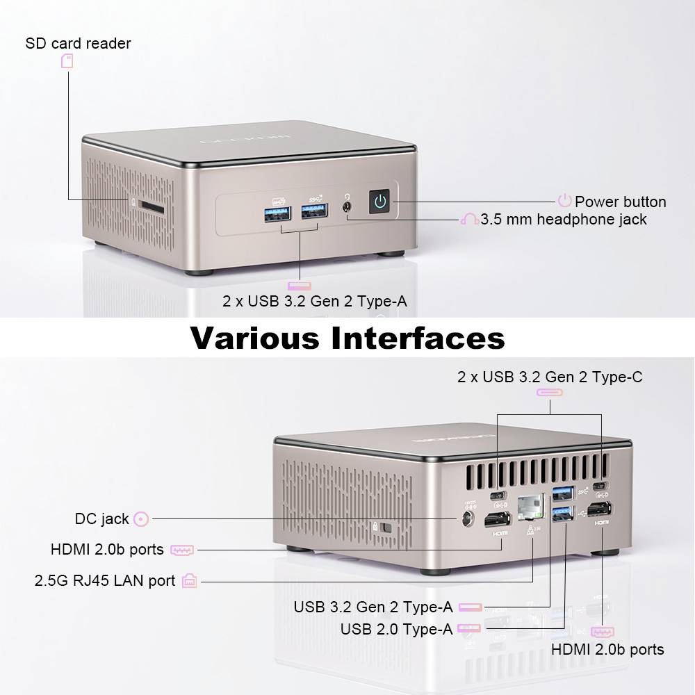 GEEKOM Mini-PC (HTPC) A5 AMD Ryzen 5 7430U 4.3 GHz 8 GB RAM 256 GB SSD AMD Graphique Win 11 Pro A5-R5-6