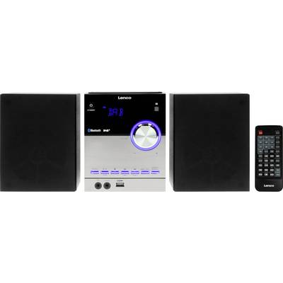 Chaîne stéréo compacte avec deux enceintes, unité de contrôle centrale et télécommande. Prend en charge Bluetooth et l'audio USB.