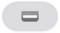 Un connecteur ovale, probablement USB-C, vu de dessus, avec un bord gris et une zone intérieure rectangulaire blanche.