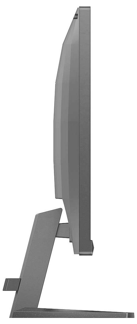 Vue latérale d'un écran d'ordinateur plat sur un support élancé.