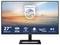 Moniteur Philips 27 pouces, USB-C, Quad HD, avec haut-parleur intégré, 100 Hz, photographié sur une plage au coucher du soleil, avec logo de marque.