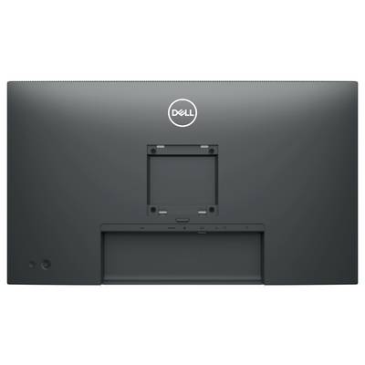 Vue arrière d'un moniteur Dell, gris foncé avec logo central et points de fixation VESA.