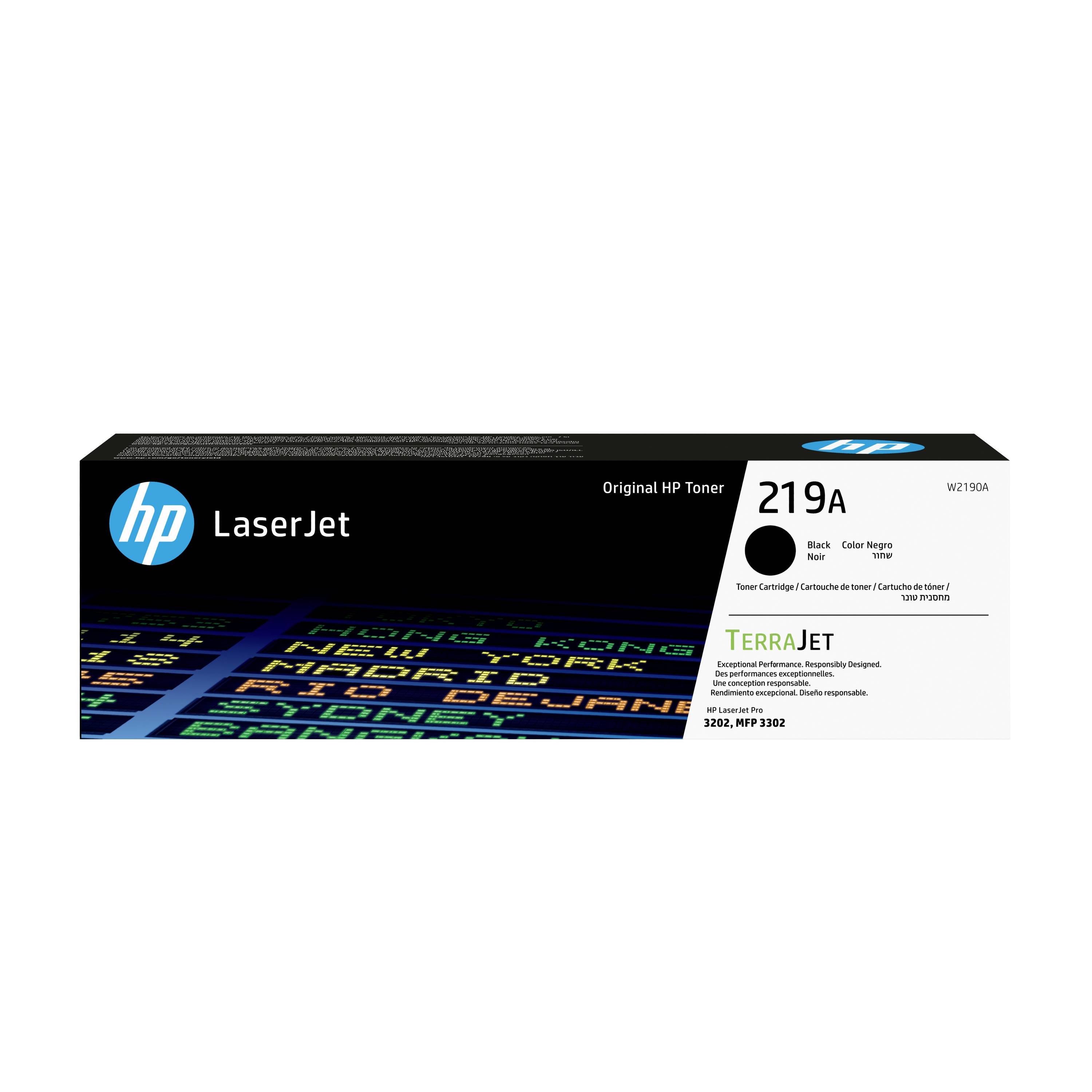 Cartouche de toner noir d'origine HP LaserJet 219A, boîte marquée TerraJet et « Black Noir »