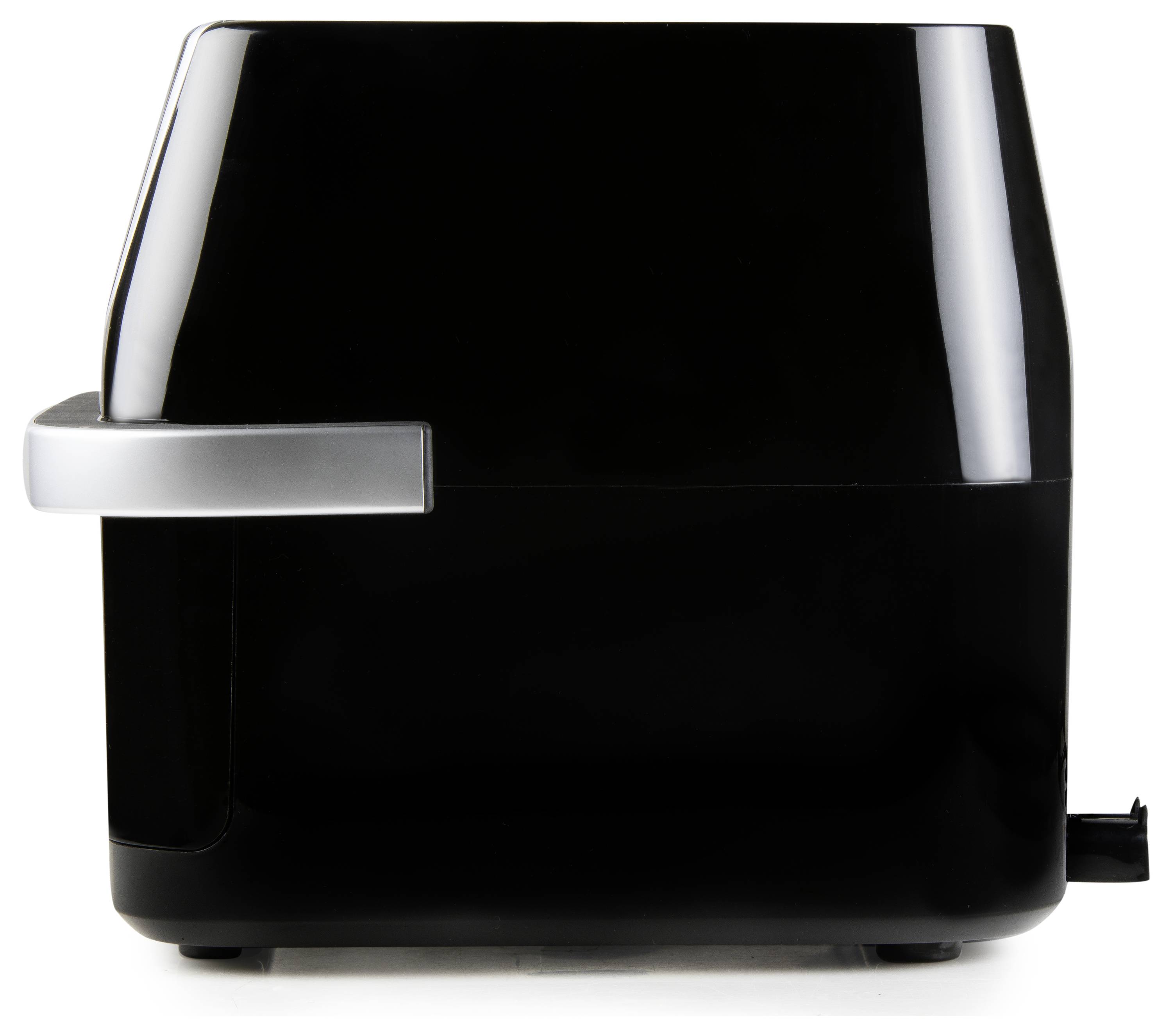 Une machine à pop-corn électrique noire vue de côté.