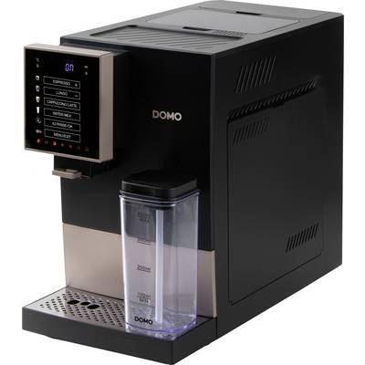 Une machine à café noire de la marque DOMO avec un affichage numérique et un réservoir d'eau, convenant à différents types de café.