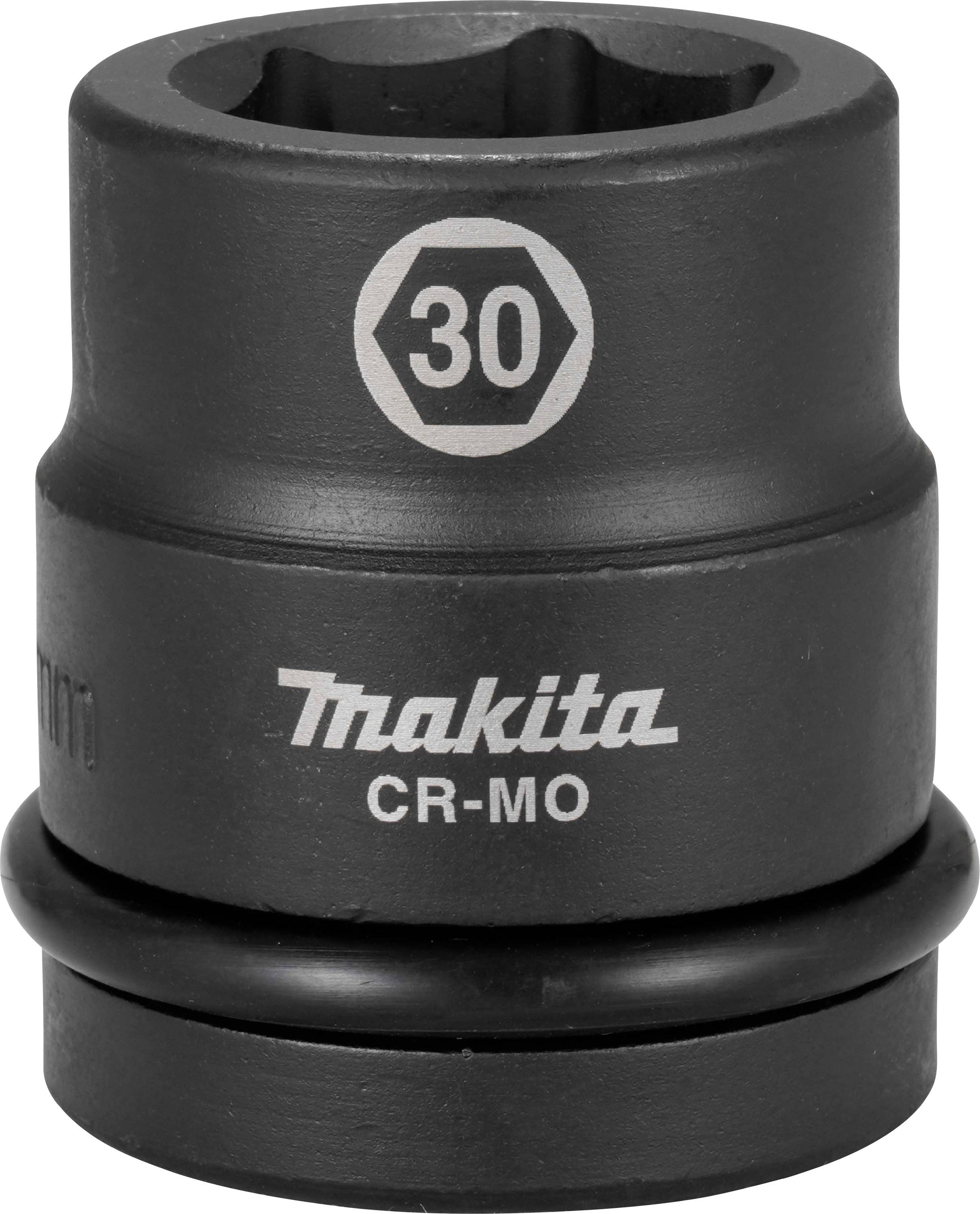 Douille hexagonale Makita en CR-MO, taille 30 mm. Un support d'outil cylindrique robuste pour un travail précis avec des vis et des écrous.