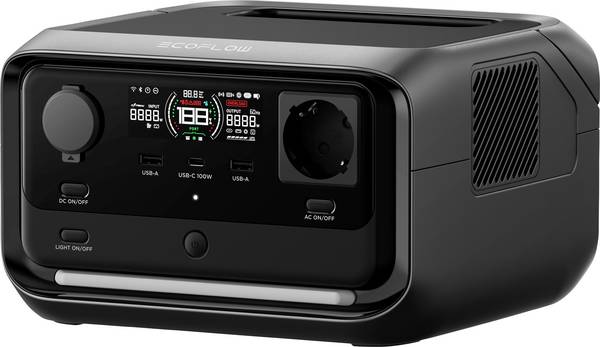 ECOFLOW RIVER 3 PLUS Batterie externe LiFePO 4 noir avec régulateur de charge