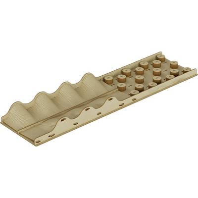Organisateur en bois avec compartiments ondulés et cylindriques pour le rangement de petits objets, comme des bouchons ou des perles.