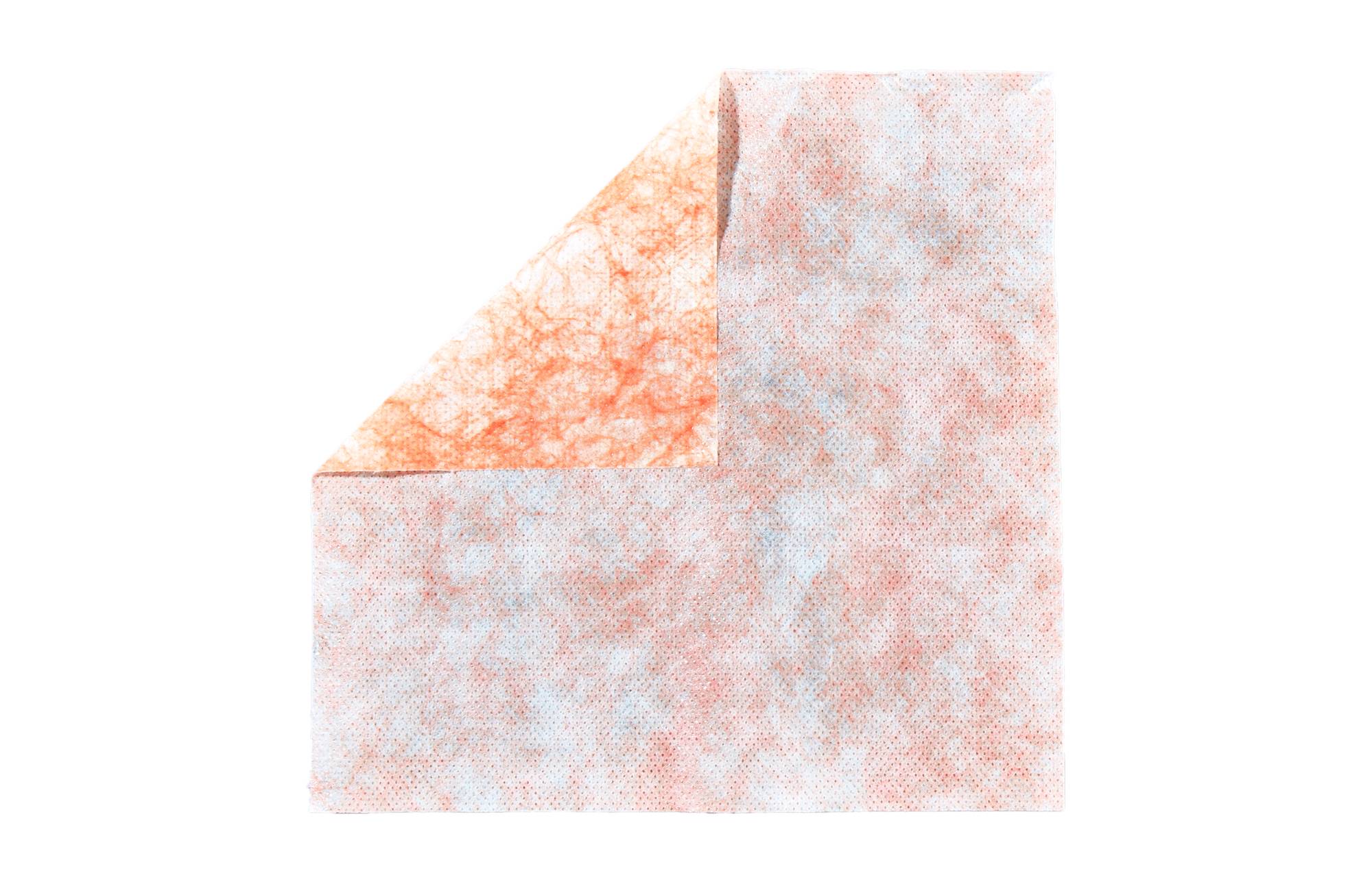 Image abstraite d'un carré blanc avec un coin supérieur gauche plié, ressemblant à une icône de page vierge avec un ombrage texturé orange.