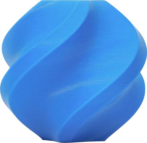 Un objet 3D bleu vif, spiralé, à la surface lisse. Il a une forme torsadée qui ressemble à une spirale.