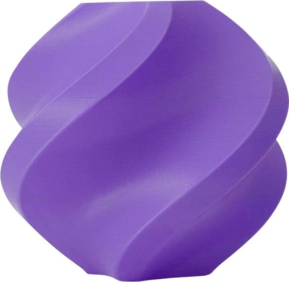 Un ballon violet, en spirale, à la surface lisse, qui montre sa tridimensionnalité et son uniformité.
