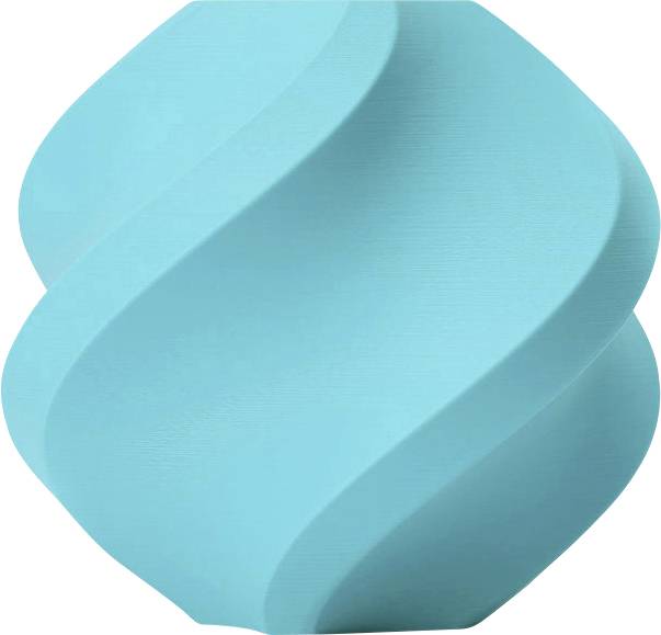 Une forme spirale de couleur turquoise à surface lisse, pouvant représenter un design ou un logo moderne.