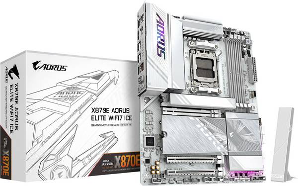 Gigabyte X870E A ELITE WF7 ICE Carte mère Socket (PC) AMD® AM5 Facteur de forme (détails) ATX Chipset de la carte mère AMD® X870E
