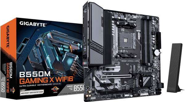 Gigabyte B550M GAMING X WIFI6 Carte mère Socket (PC) AMD AM4 Facteur de forme (détails) Micro-ATX Chipset de la carte mère AMD® B550