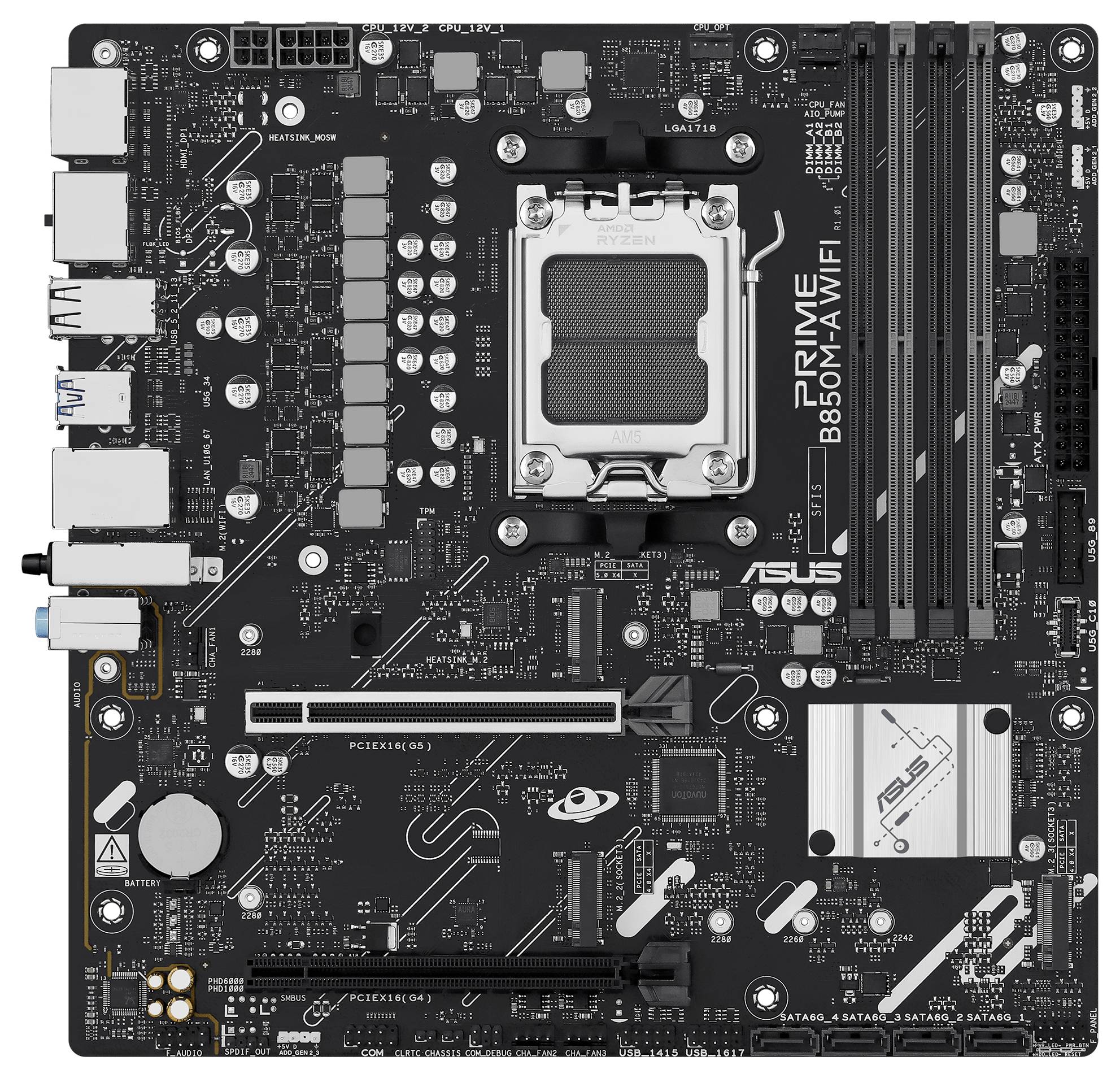 Asus PRIME B850M-A Carte mère Socket (PC) AMD® AM5 Facteur de forme (détails) Micro-ATX Chipset de la carte mère AMD® B8-1