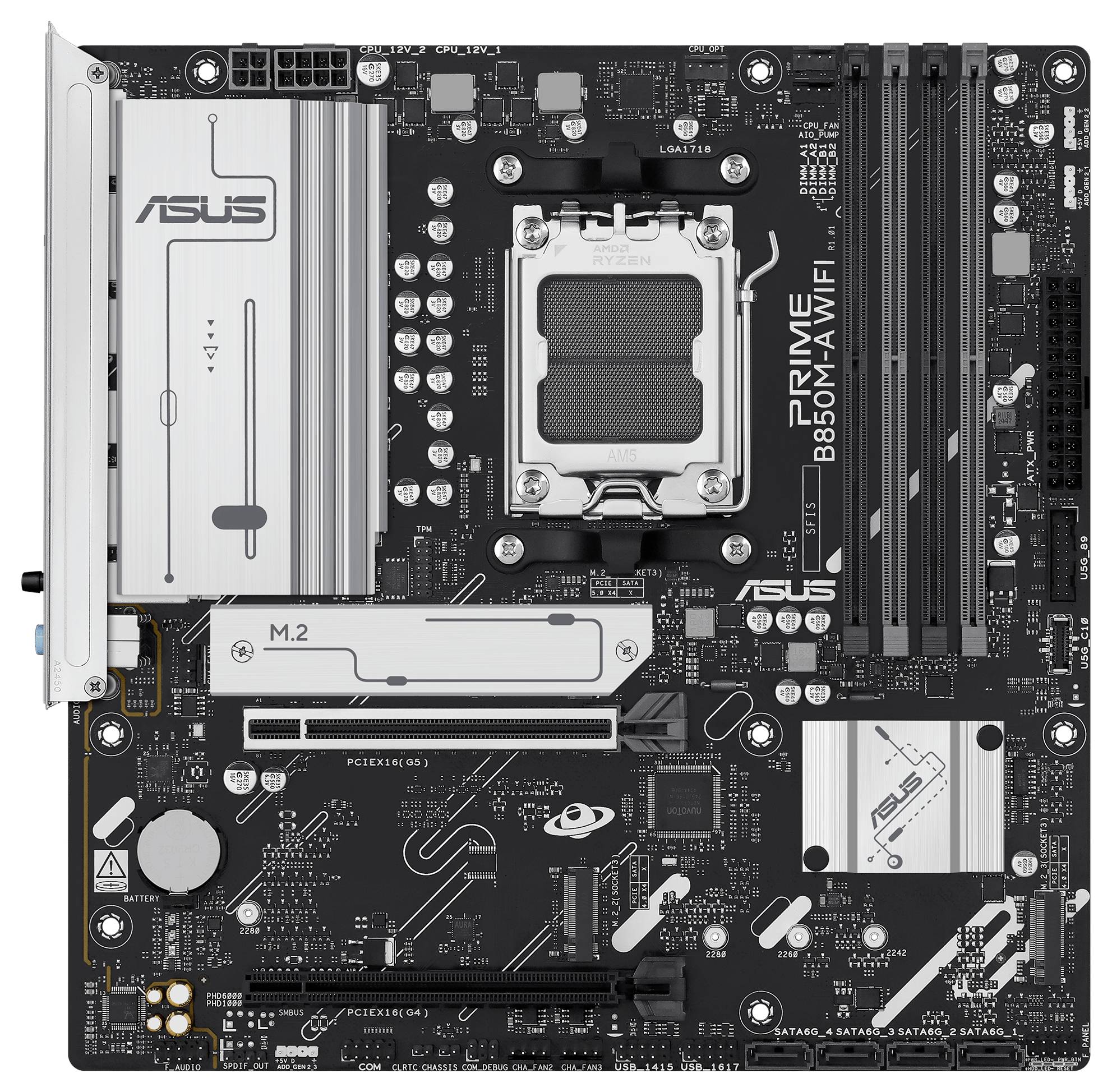 Asus PRIME B850M-A Carte mère Socket (PC) AMD® AM5 Facteur de forme (détails) Micro-ATX Chipset de la carte mère AMD® B8-2