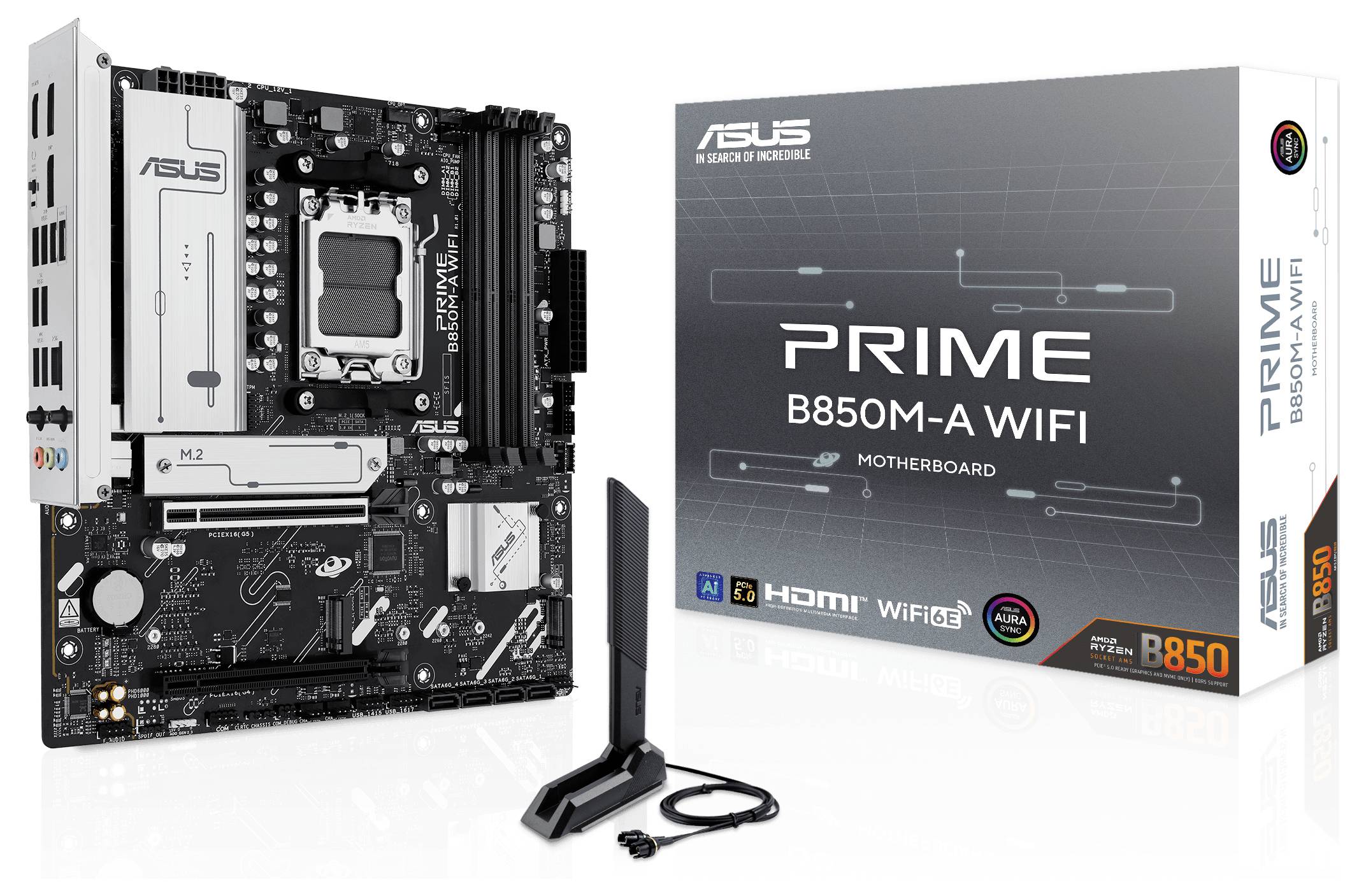 Asus PRIME B850M-A Carte mère Socket (PC) AMD® AM5 Facteur de forme (détails) Micro-ATX Chipset de la carte mère AMD® B8-9
