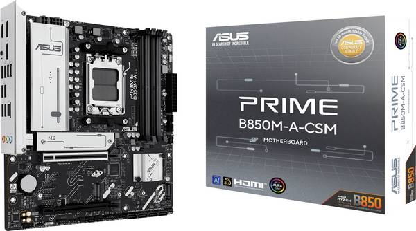 Asus PRIME B850M-A-CSM Carte mère Socket (PC) AMD® AM5 Facteur de forme (détails) Micro-ATX Chipset de la carte mère AMD® B850