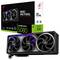 L'illustration montre une carte graphique ASUS ROG ASTRAL GeForce RTX 5080 avec son emballage. La carte dispose de trois ventilateurs et de 16 Go de mémoire.