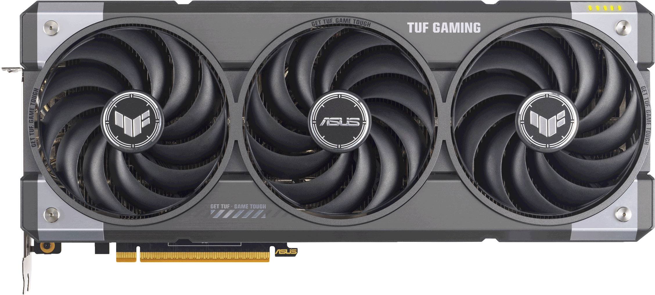Carte graphique ASUS avec ventilateur triple, modèle TUF Gaming. Elle offre un refroidissement amélioré pour des applications exigeantes en performance.