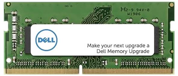 L'image montre un module RAM vert portant l'inscription « Faites de votre prochaine mise à niveau une mise à niveau de mémoire Dell » et le logo Dell.