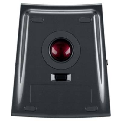 Un appareil noir avec un bouton rouge au centre, probablement un panneau de sécurité ou un déclencheur d'alarme.