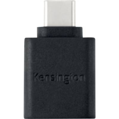 Un adaptateur USB-C noir de Kensington, vue de dessus.