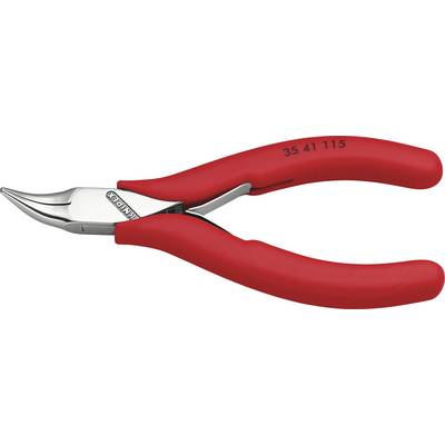 Pince rouge aux lames courbes et articulation argentée. Outil utilisé pour couper des fils ou des matériaux similaires.