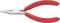 Pince coupante pointue rouge avec poignées isolées, adaptée aux travaux de précision en électronique. Inscription : 'Knipex' et 'Chrome-Vanadium'.