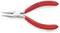 Une pince plate rouge portant l'inscription 'KNIPEX', 'Chrome-Vanadium'. Outil destiné aux travaux de préhension et de coupe précis, fabriqué en Allemagne.