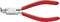 Pince circlips rouge pour anneaux intérieurs, à mâchoires coudées, adaptée pour des bagues intérieures de 12-25 mm. Fabriquée en Allemagne, avec des pointes de précision.