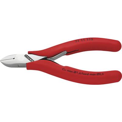 Pinces coupantes latérales avec poignées rouges, adaptées pour le cuivre (max. Ø 1,6 mm) et le fil dur (max. Ø 0,6 mm). Numéro de modèle 77 11 115.