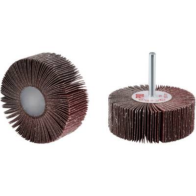 Deux meules abrasives de tailles différentes avec des lamelles abrasives disposées radialement, adaptées à l'usinage des métaux.