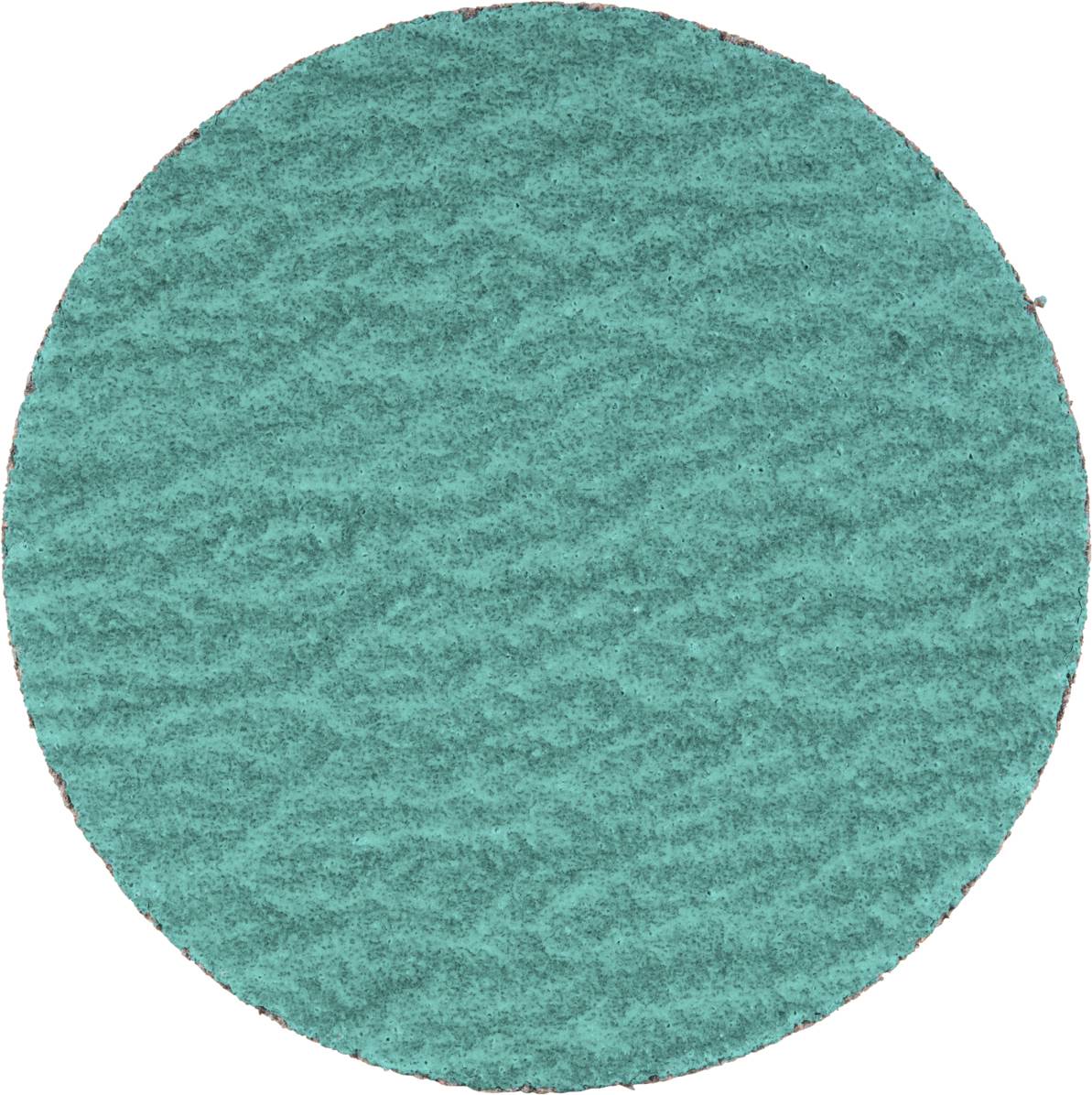 Un disque abrasif circulaire turquoise avec une texture fine et rugueuse. Adapté pour les travaux de meulage sur des surfaces métalliques.