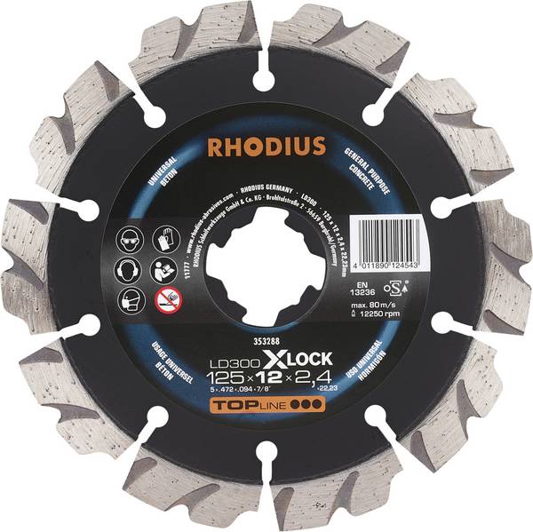 Rhodius LD300 X-LOCK 353288 Disque à tronçonner diamanté 115 mm 1 pc(s) Béton