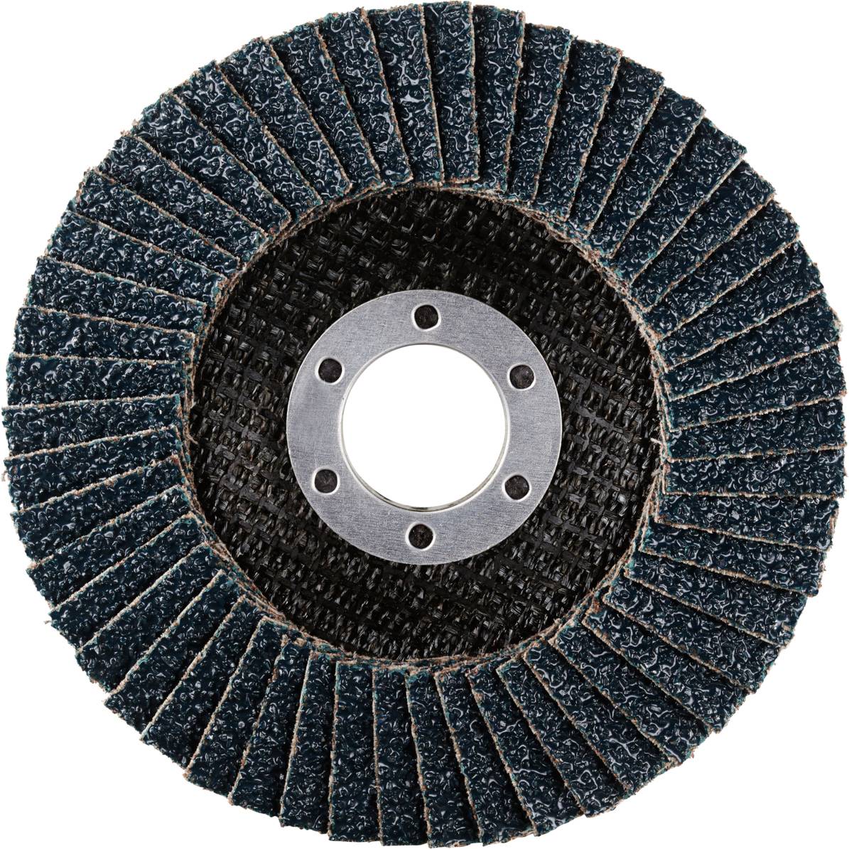 Disque abrasif composé de feuilles de papier de verre avec fixation centrale en métal, utilisé pour lisser et polir des surfaces.