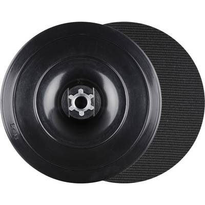 Disques abrasifs noirs : l'un avec un centre métallique, l'autre à surface texturée. Utilisés pour les travaux de meulage dans le domaine de l'usinage des métaux.