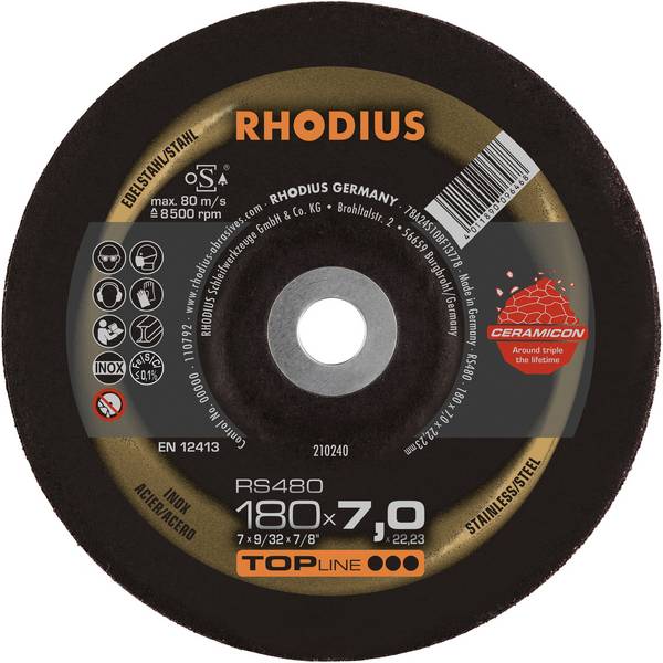Rhodius 210240 RS480 Disque à ébarber   acier inoxydable, acier 10 pc(s)