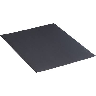 Une seule feuille de papier de verre à grain fin, de forme rectangulaire, noire, est posée à plat sur une surface.